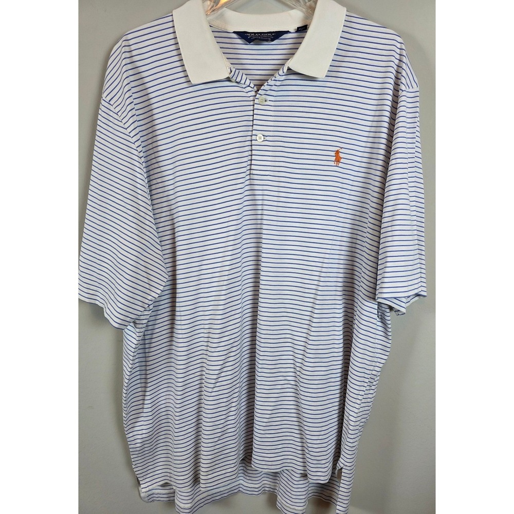 Polo Golf Ralph Lauren Mens XXL Classic Blue White Stripe Pima Cotton Polo Shirt